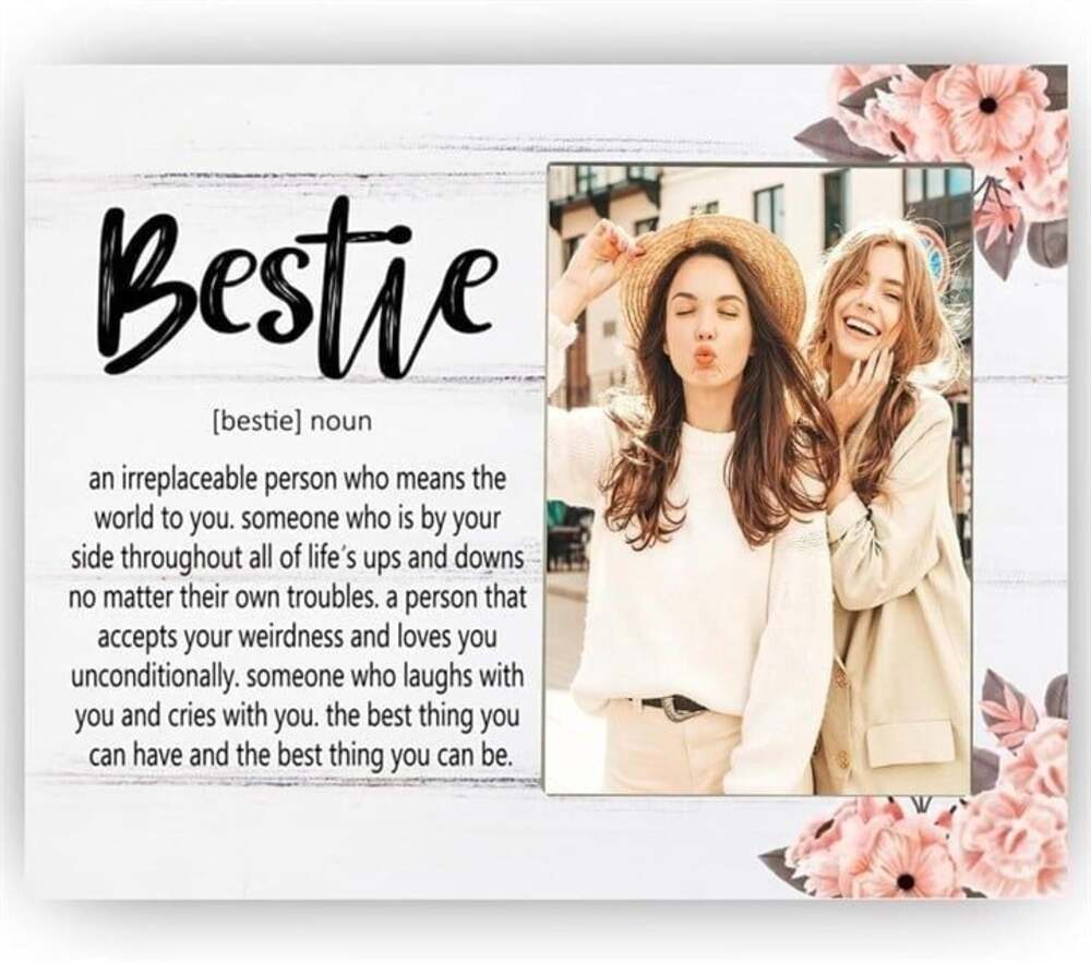 Bestie Definition Picture Frame - Rustic Floral Friendship Gift